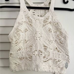 Free People Movement Chic White Lace Tank Top size runs small